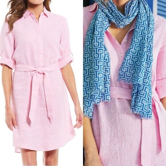 J. McLaughlin Melinda Linen Shirtdress in Begonia Pink Size XS - Picture 12 of 12